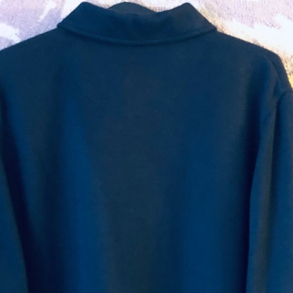 NWT Moving Bleu Sz M Fit L  Womens Knit Navy Jacket Button Embroidered Pocket - Picture 6 of 12